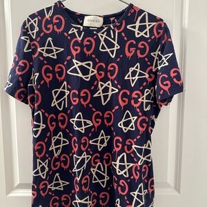 Gucci Ghost Monogram T Shirt | Navy | XL
